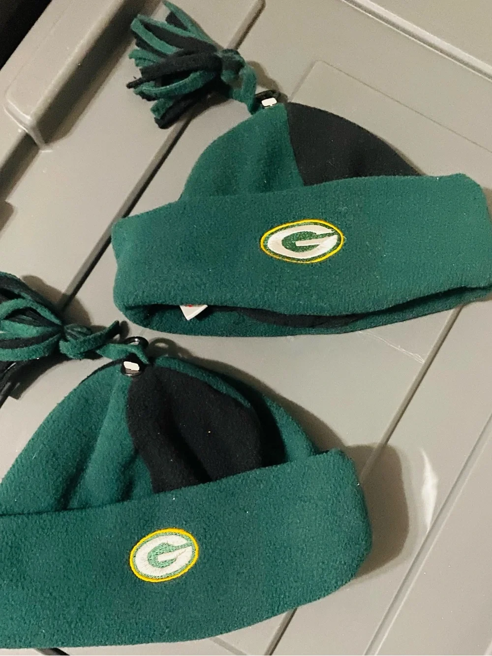 Green Kids Pom Beanie Hat with Team Logo